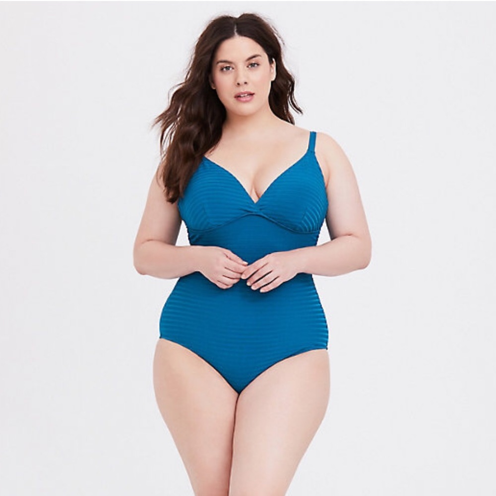 NWT Torrid Ribbed Stripe One Piece Swimsuit 3X